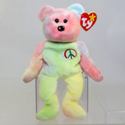 TY Beanie Baby - PEACE the Ty-Dyed Bear (Yellow/Pink) (8.5 inch) *MWMT*