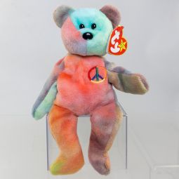 TY Beanie Baby - PEACE the Ty-Dyed Bear (Pink/Teal) (8.5 inch) *MWMT*
