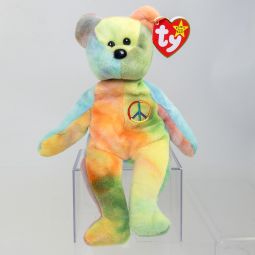 TY Beanie Baby - PEACE the Ty-Dyed Bear (Yellow/Orange) (8.5 inch) *MWMT*