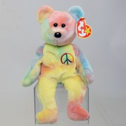 TY Beanie Baby - PEACE the Ty-Dyed Bear (Yellow/Pink) (8.5 inch) *MWMT*