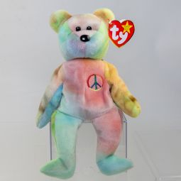 TY Beanie Baby - PEACE the Ty-Dyed Bear (Teal/Pink) (8.5 inch) *MWMT*
