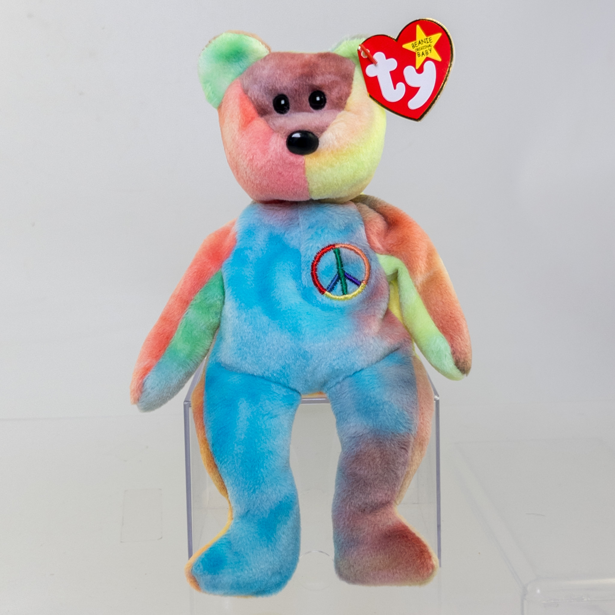 TY Beanie Baby - PEACE the Ty-Dyed Bear (Blue/Orange) (8.5 inch) *MWMT ...