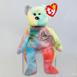 TY Beanie Baby - PEACE the Ty-Dyed Bear (Pink/Green) (8.5 inch) *MWMT*