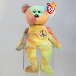 TY Beanie Baby - PEACE the Ty-Dyed Bear (Yellow/Orange) (8.5 inch) *MWMT*