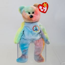 TY Beanie Baby - PEACE the Ty-Dyed Bear (Blue/Green) (8.5 inch) *MWMT*