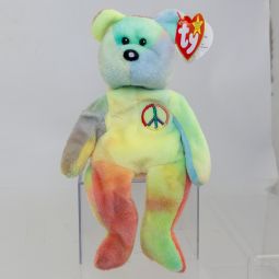TY Beanie Baby - PEACE the Ty-Dyed Bear (Yellow/Green) (8.5 inch) *MWCT*