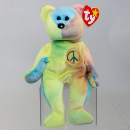 TY Beanie Baby - PEACE the Ty-Dyed Bear (Yellow/Blue) (8.5 inch) *MWMT*