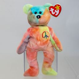 TY Beanie Baby - PEACE the Ty-Dyed Bear (Orange/Pink) (8.5 inch) *MWMT*