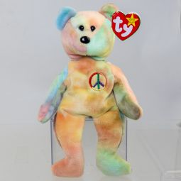 TY Beanie Baby - PEACE the Ty-Dyed Bear (Yellow/Green) (8.5 inch) *MWMT*