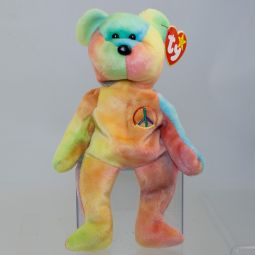 TY Beanie Baby - PEACE the Ty-Dyed Bear (Yellow/Orange) (8.5 inch) *MWMT*