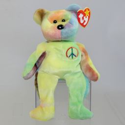 TY Beanie Baby - PEACE the Ty-Dyed Bear (Yellow/Green) (8.5 inch) *MWMT*