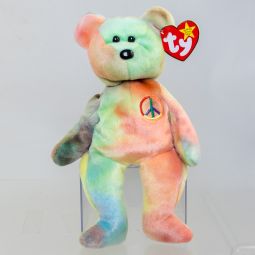 TY Beanie Baby - PEACE the Ty-Dyed Bear (Orange/Green) (8.5 inch) *MWMT*