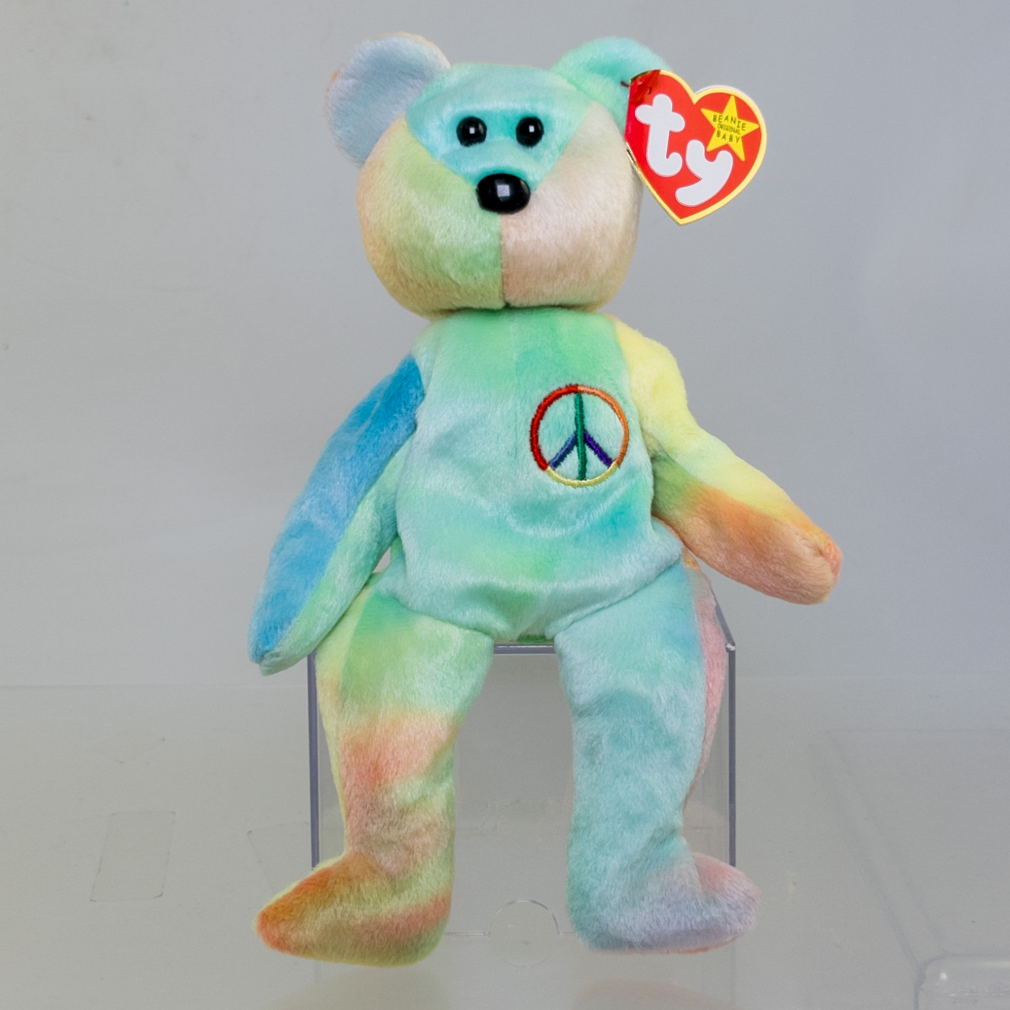 TY Beanie Baby - PEACE the Ty-Dyed Bear (Blue/Green) (8.5 inch) *MWMT*