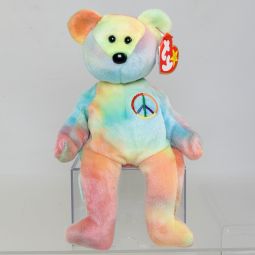 TY Beanie Baby - PEACE the Ty-Dyed Bear (Orange/Blue) (8.5 inch) *MWMT*