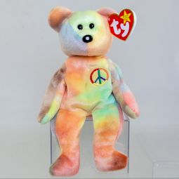 TY Beanie Baby - PEACE the Ty-Dyed Bear (Orange/Green) (8.5 inch) *MWMT*