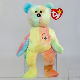 TY Beanie Baby - PEACE the Ty-Dyed Bear (Yellow/Green) (8.5 inch) *MWMT*