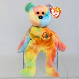 TY Beanie Baby - PEACE the Ty-Dyed Bear (Orange/Blue) (8.5 inch) *MWMT*