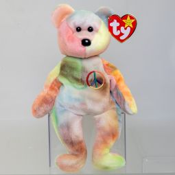 TY Beanie Baby - PEACE the Ty-Dyed Bear (Orange/Brown) (8.5 inch) *MWMT*