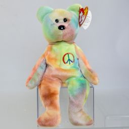TY Beanie Baby - PEACE the Ty-Dyed Bear (Green/Orange) (8.5 inch) *MWMT*