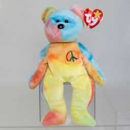 TY Beanie Baby - PEACE the Ty-Dyed Bear (Yellow/Blue) (8.5 inch) *MWCT*