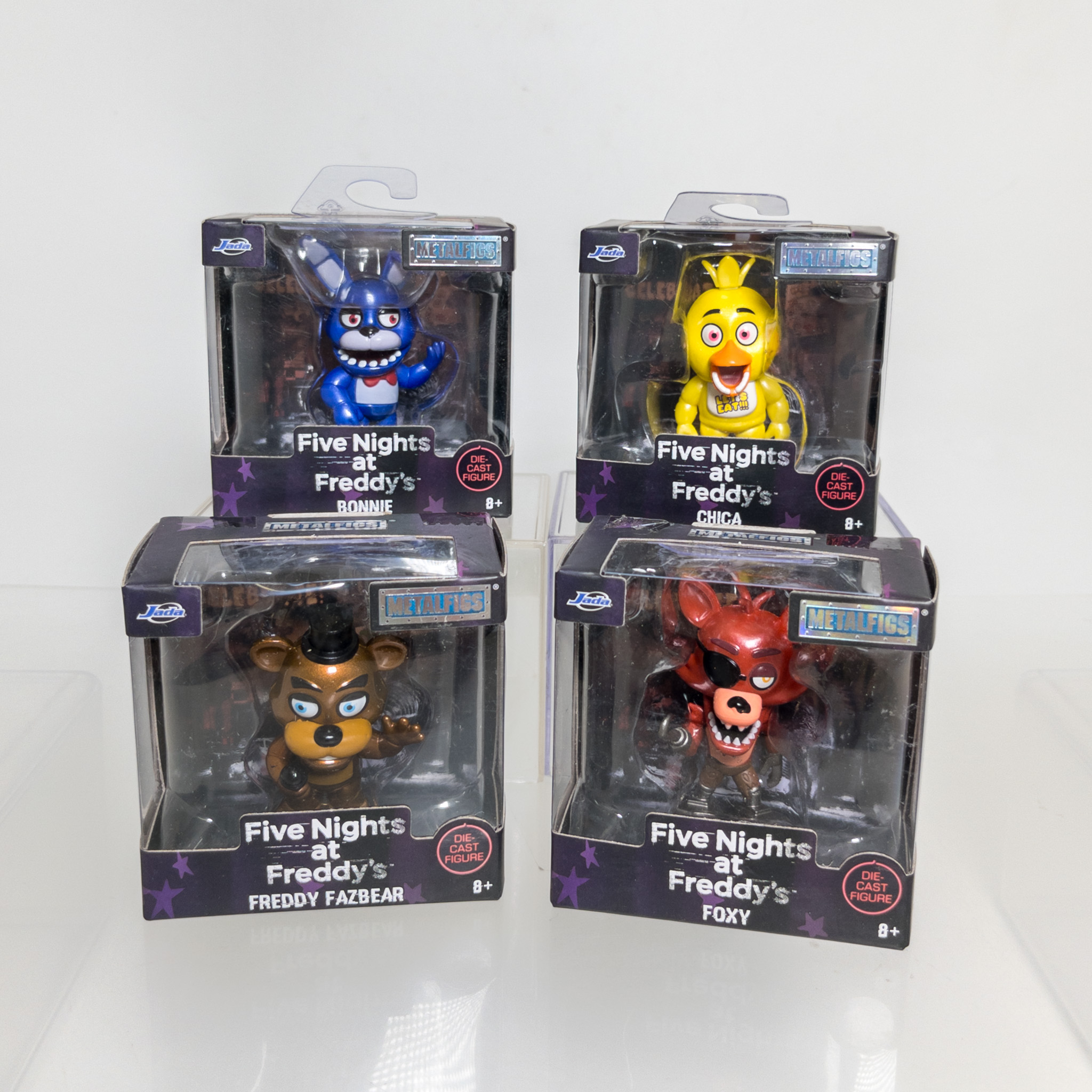 Jada - Lot of 4 Five Nights at Freddy's Metalfigs (Chica, Foxy, Bonnie, & Freddy Fazbear) *SEALED*