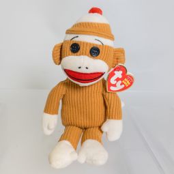 TY Beanie Baby - SOCKS the Sock Monkey (Tan Corduroy) (8.5 inch) *NON-MINT*