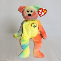 TY Beanie Baby - PEACE the Ty-Dyed Bear (Yellow/Orange) (8.5 inch) *MWMT*