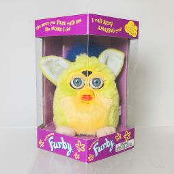 Tiger Electronics - Green & Yellow w/Blue Hair (Blue Eyes) FURBY *NON-MINT BOX*