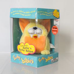 Tiger Electronics - Yellow & Orange (Blue Eyes) FURBY BABIES *NON-MINT BOX*