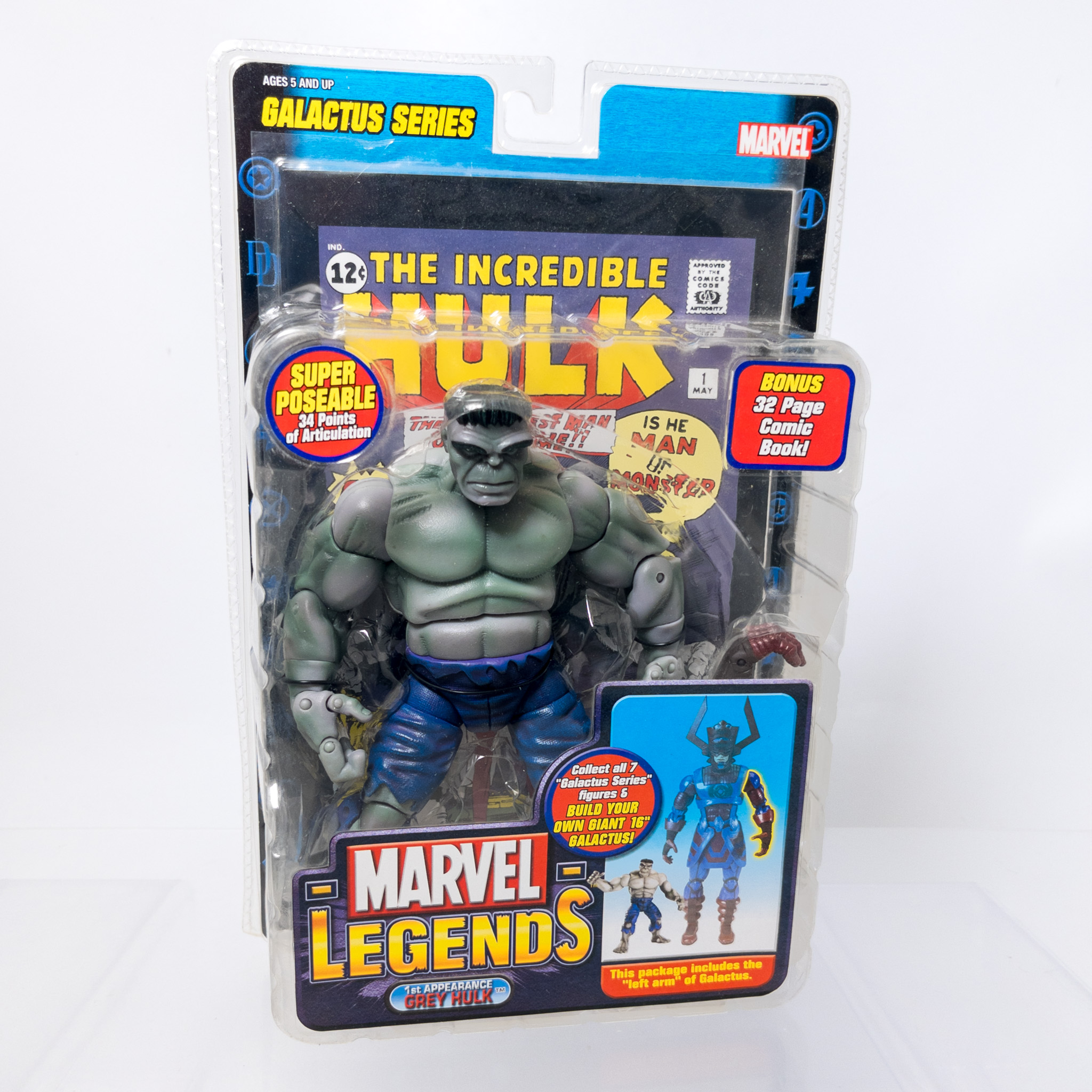 Toy Biz - Marvel Legends Action Figure - Galactus Series 1st Appearance GREY HULK *NON-MINT*