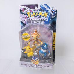 Jakks Pacific - Pokemon Diamond & Pearl Series 1 Figures - CHIMCHAR, PIKACHU, & CROAGUNK *NON-MINT*