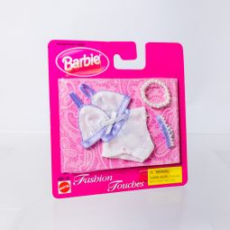 Mattel - 1998 Barbie Fashion Touches - WHITE & PURPLE LINGERIE w/Pearl Necklace *NON-MINT*
