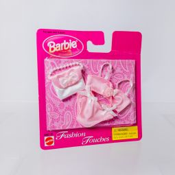 Mattel - 1998 Barbie Fashion Touches - PINK & WHITE LINGERIE w/Purse *NON-MINT*