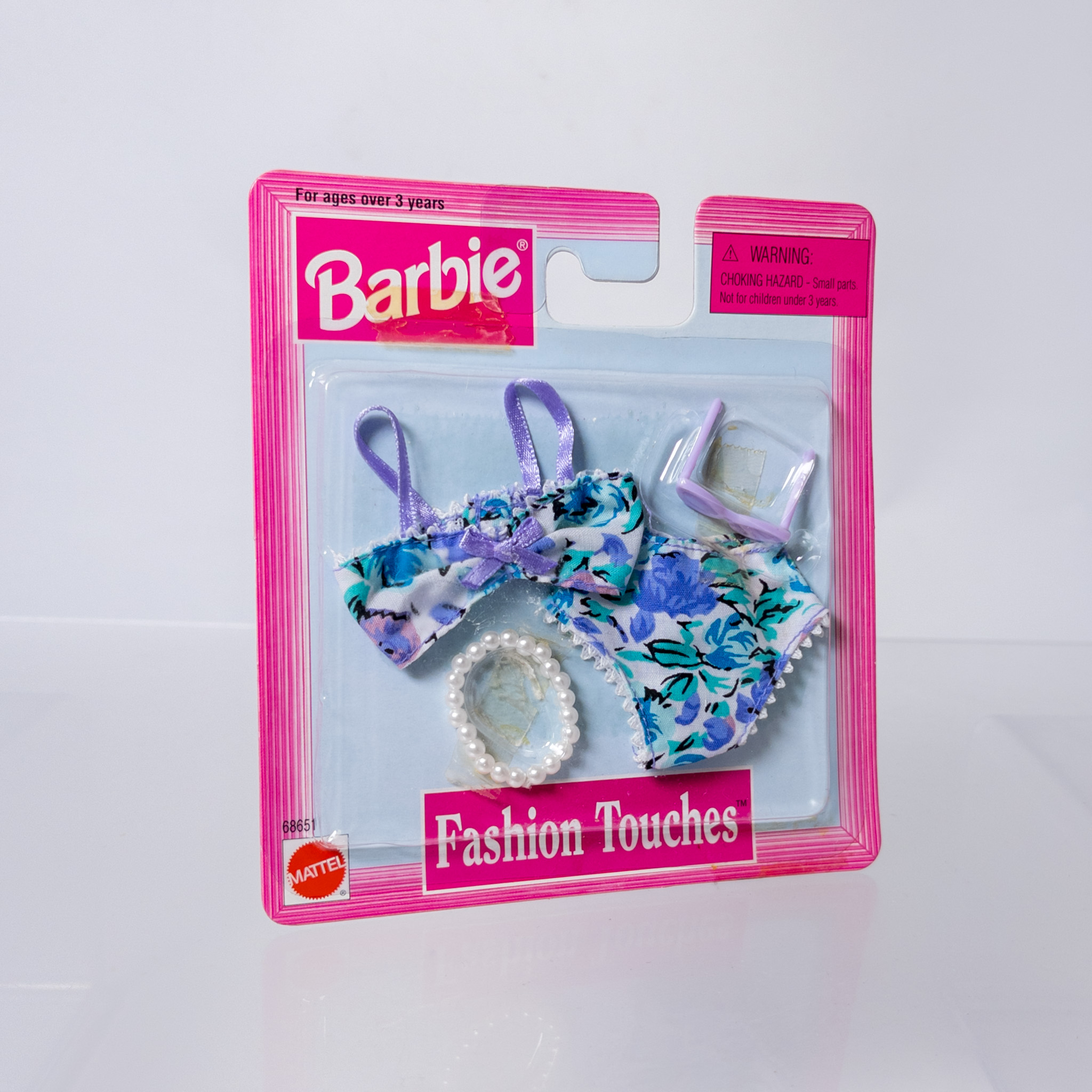 Mattel - 1997 Barbie Fashion Touches - PURPLE FLORAL LINGERIE w Necklace & Sunglasses *NON-MINT*