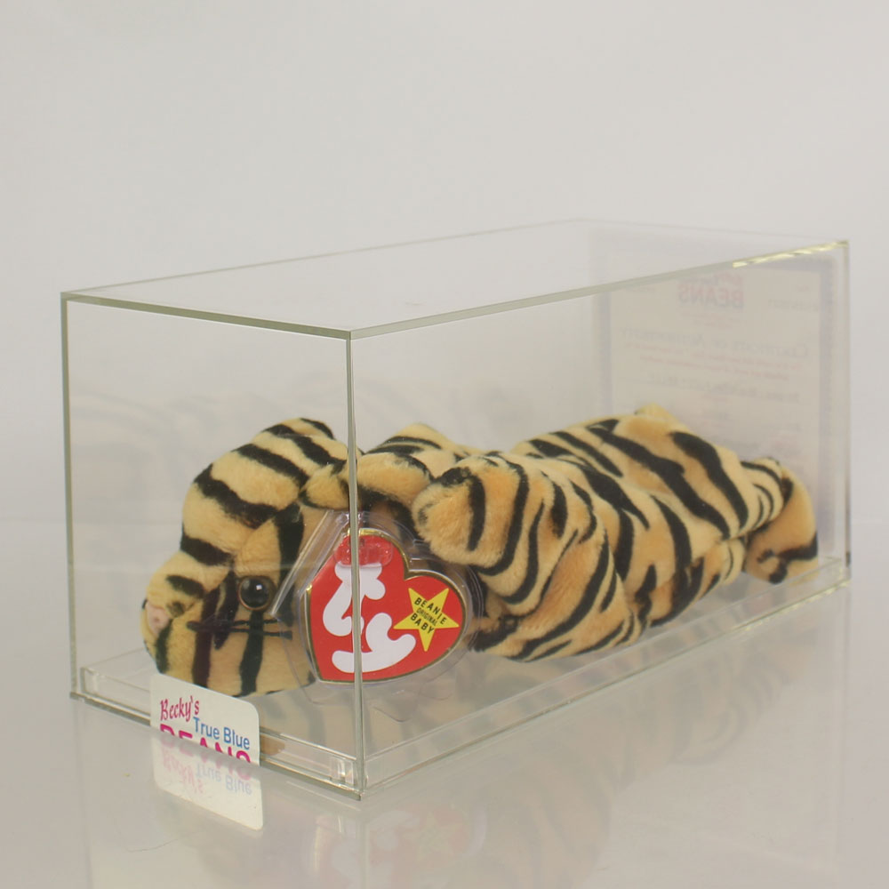 Authenticated TY Beanie Baby - STRIPES the Tiger (FUZZY Belly Version) (4th Gen Hang Tag - MWMTs)