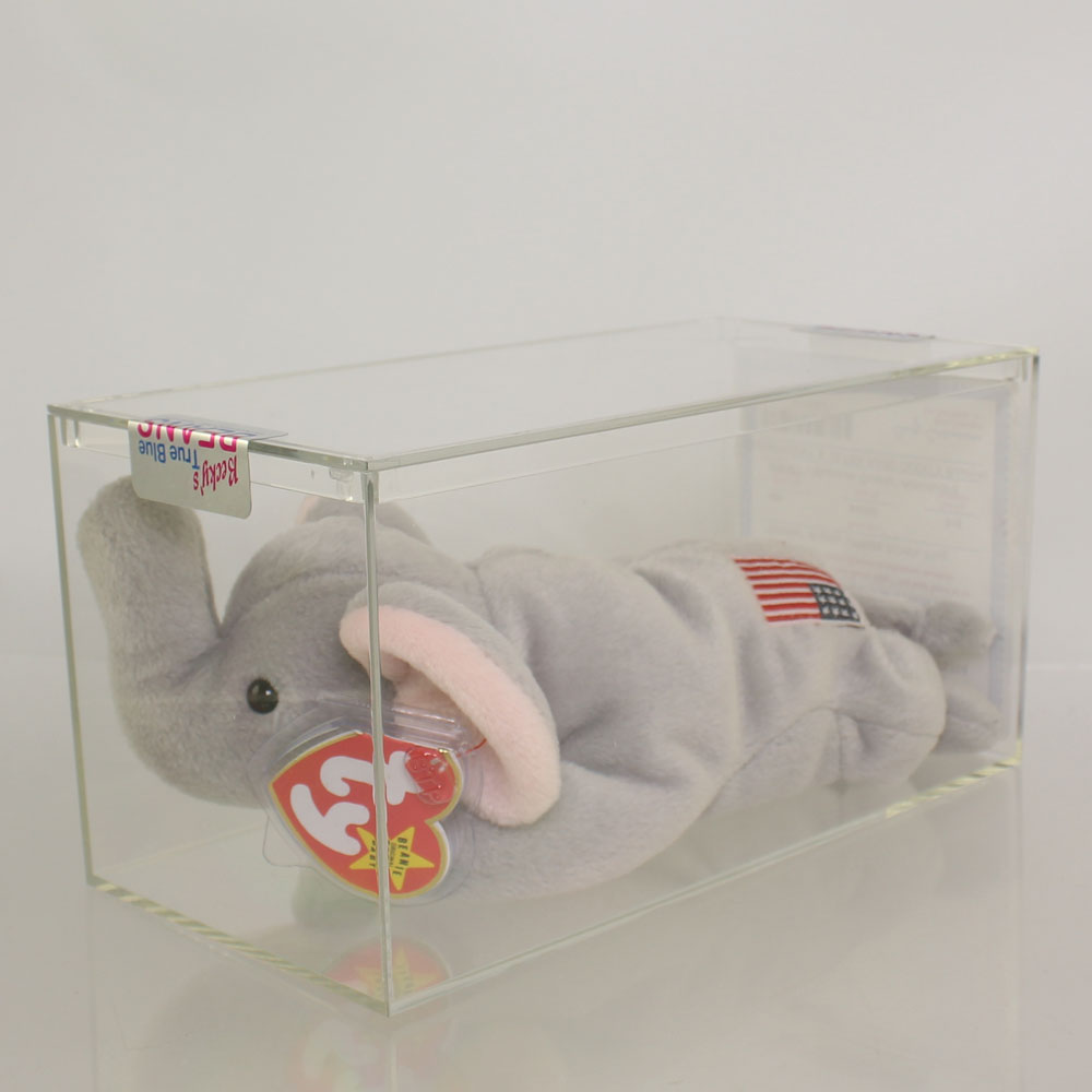 Authenticated TY Beanie Baby - RIGHTY the Elephant (UPSIDE DOWN FLAG - ODDITY) (4th Gen Hang Tag)