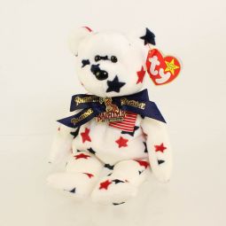 TY Beanie Baby - GLORY the Bear ( Ragtime Musical Version - NAVY Ribbon ) MWMTs - CANADIAN