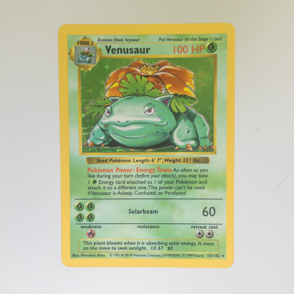 英語版初期　ポケモンカード　Venusaur shadowless holo POKEMON 1ST ED SHADOWLESS BASE SET VENUSAUR #15 HOLO PSA 10