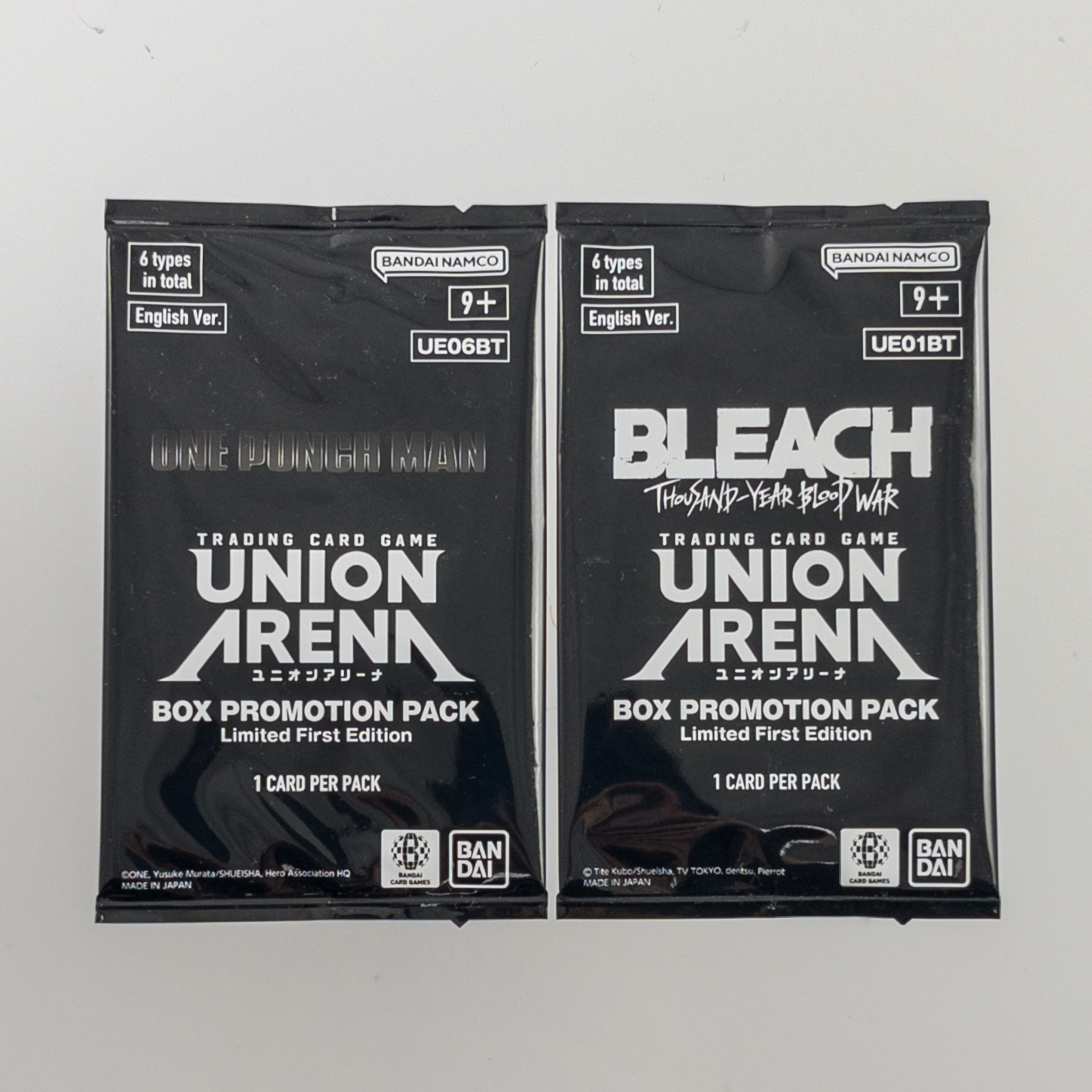 Union Arena Trading Cards - Lot of 2 Box Topper Promo Packs (Bleach & One Punch Man - UE01BT)