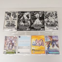 Digimon Trading Cards - Lot of Box Topper Promos: 4 Packs & 4 Cards