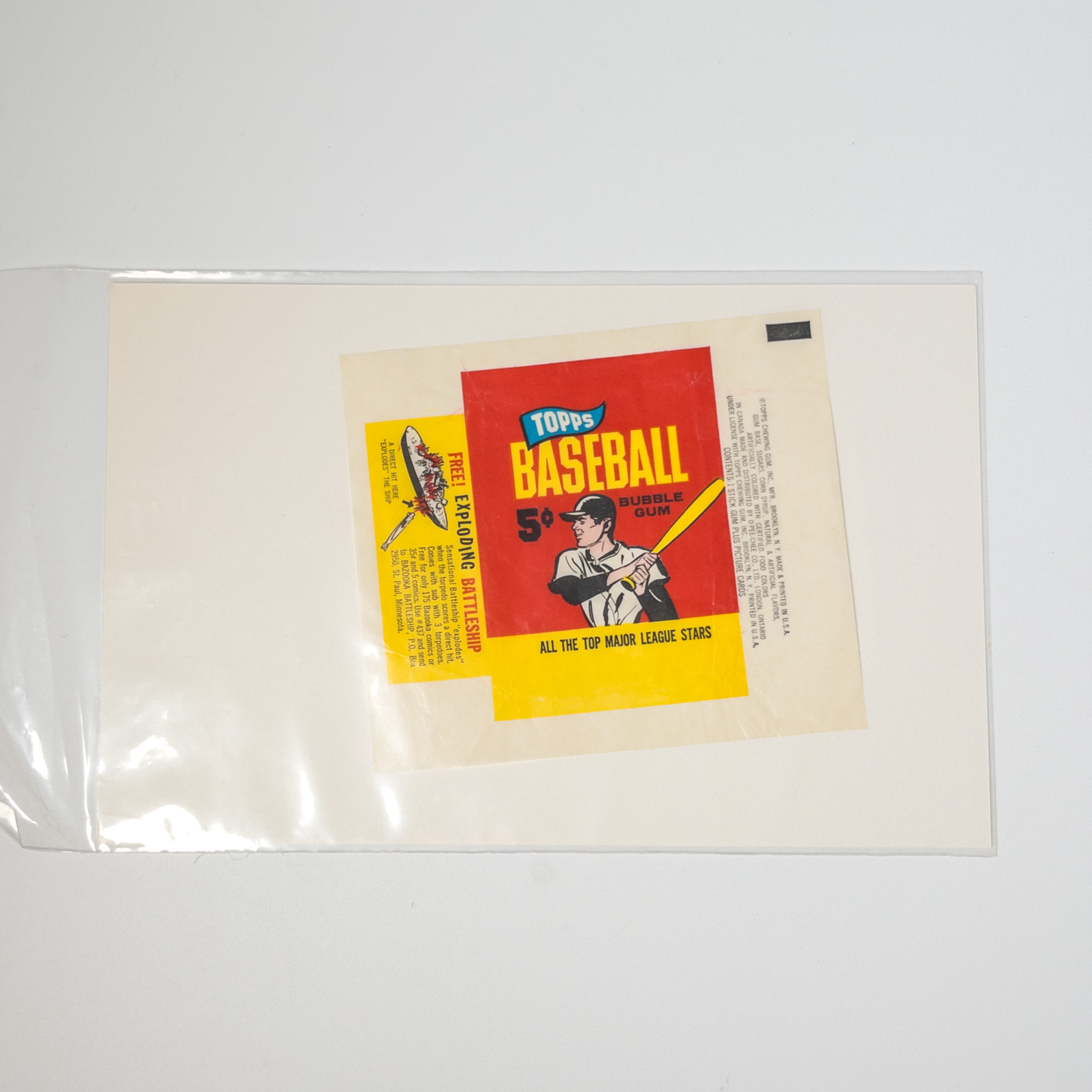 1965 Topps Major League Baseball Bubble Gum 5 Cents Empty Wax Pack Wrapper