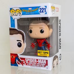 Funko POP! Vinyl Bobble - Spider-Man Homecoming - SPIDER-MAN (Unmasked) #221 (Exclusive) *NON-MINT*