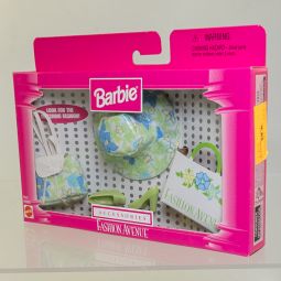 Mattel - Barbie - Fashion Avenue Accessories - Blue Floral Hat & Bag *NON-MINT*