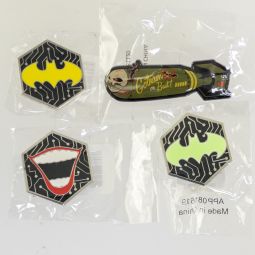Funko -  DC - Lot of 4 Pins (Gotham or Bust Joker Smile & 2 Batman Symbols)