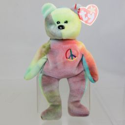 TY Beanie Baby - PEACE the Ty-Dyed Bear (Pink/Green) (Made in China - CANADIAN) *MWCT*