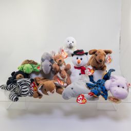 TY Beanie Babies - Lot of 12 (Tank Ears Lizzy Speedy Pouch +7) *4th GEN/CANADIAN TUSH TAGS*