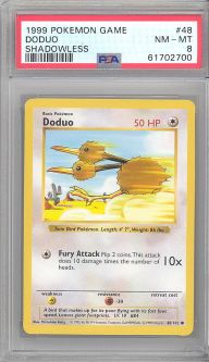 PSA 8 - Pokemon Card - Base 48/102 - DODUO (common) *Shadowless* NM-MT