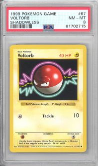 PSA 8 - Pokemon Card - Base 67/102 - VOLTORB (common) *Shadowless* NM-MT