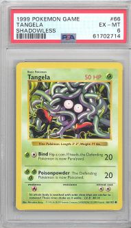 PSA 6 - Pokemon Card - Base 66/102 - TANGELA (common) *Shadowless* EX-MT