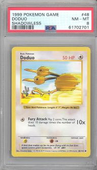 PSA 8 - Pokemon Card - Base 48/102 - DODUO (common) *Shadowless* NM-MT